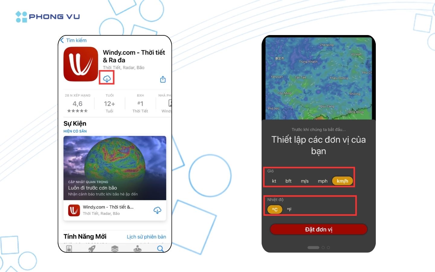 Tải và mở ứng dụng Windy trên điện thoại
