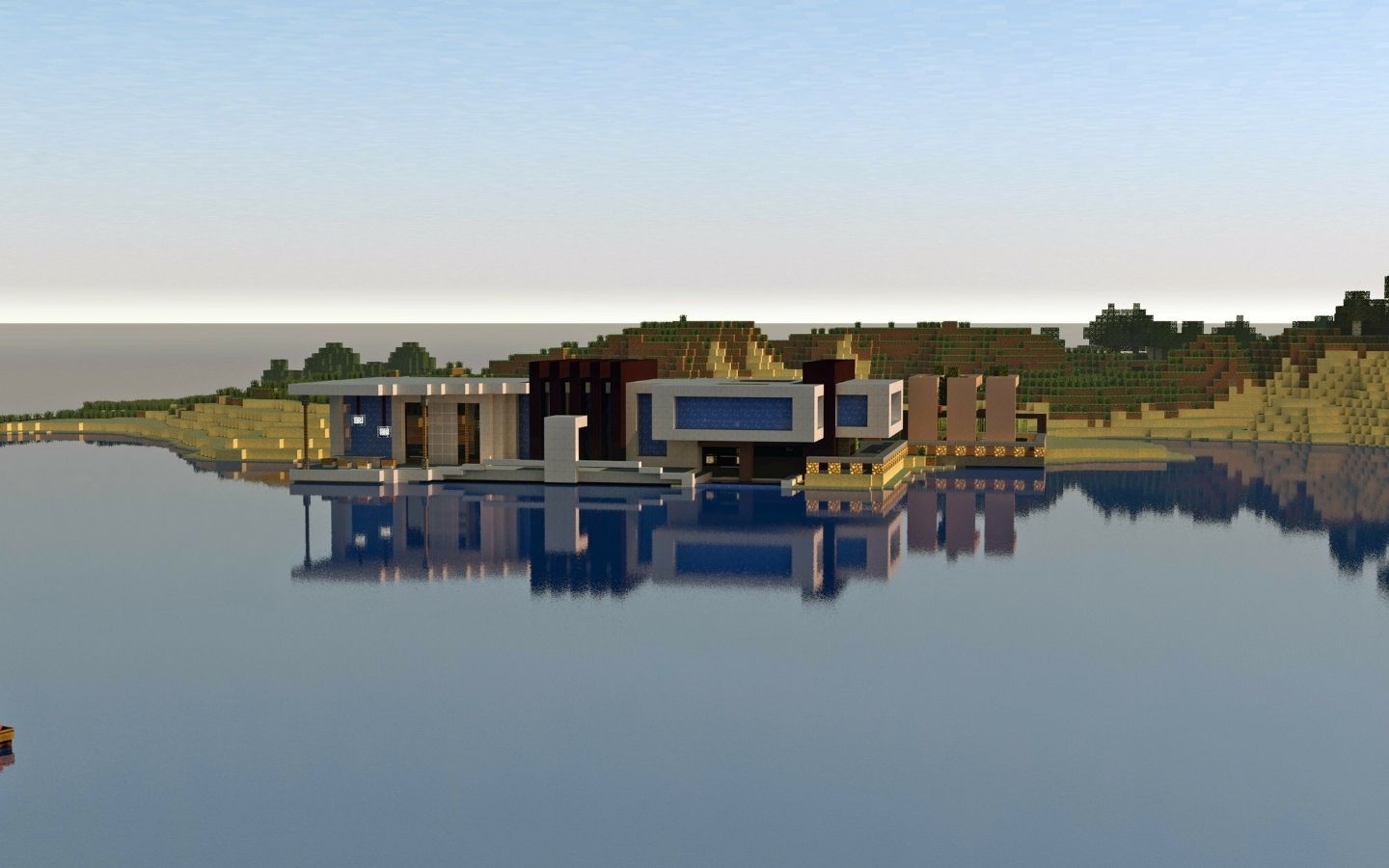 Kiến trúc hiện đại soi bóng trên mặt hồ yên ả