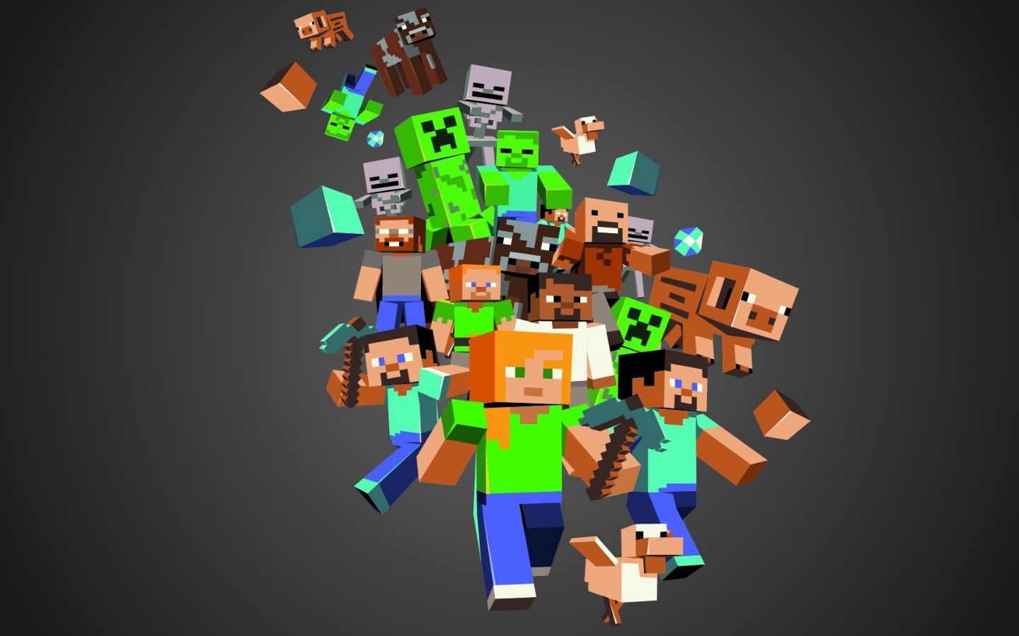 Các khối nhân vật Minecraft tạo nên tổng thể độc đáo