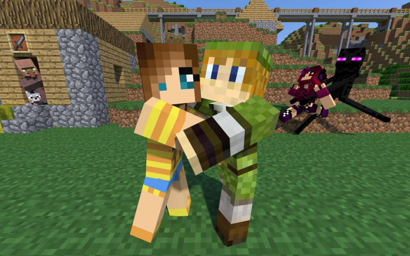 Chàng trai Minecraft và bạn đồng hành trong thế giới mở