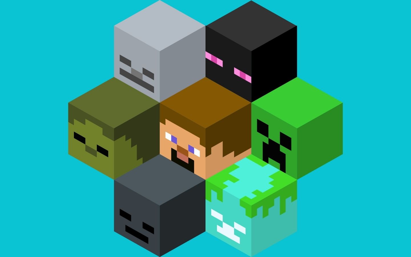 Biểu tượng khối hình Minecraft: Creeper, Zombie, Enderman...