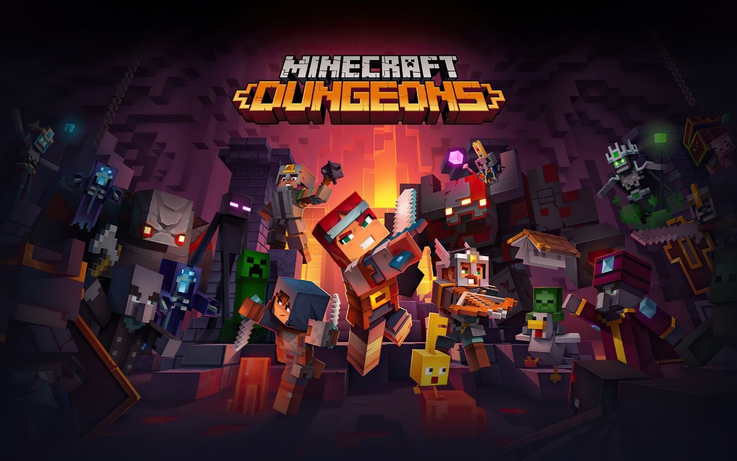 Toàn đội Minecraft Dungeons tập hợp, sẵn sàng cho nhiệm vụ