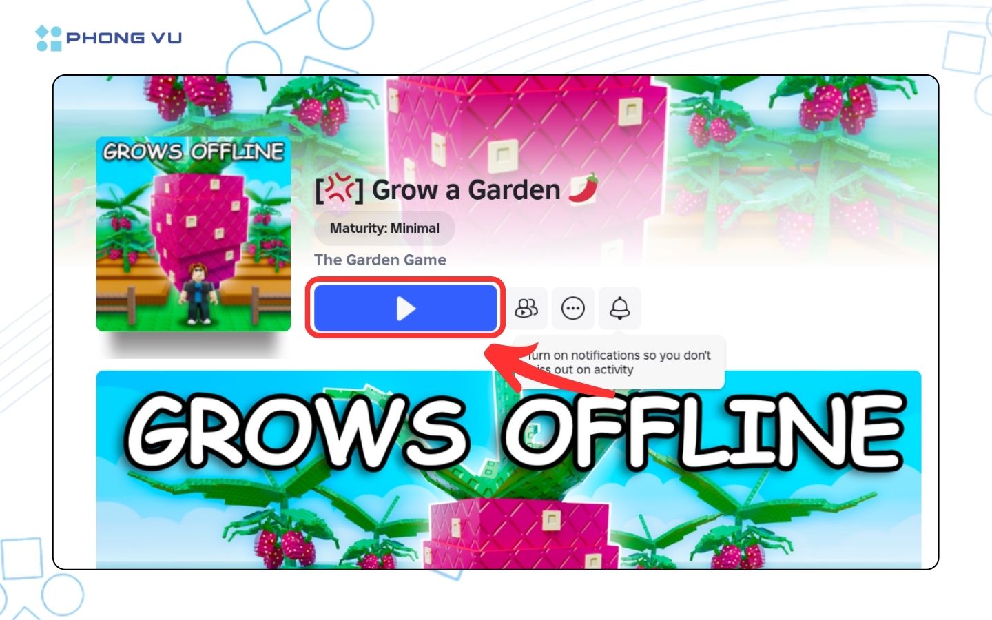Khi thấy game xuất hiện, nhấn "Play" để bắt đầu chơi ngay
