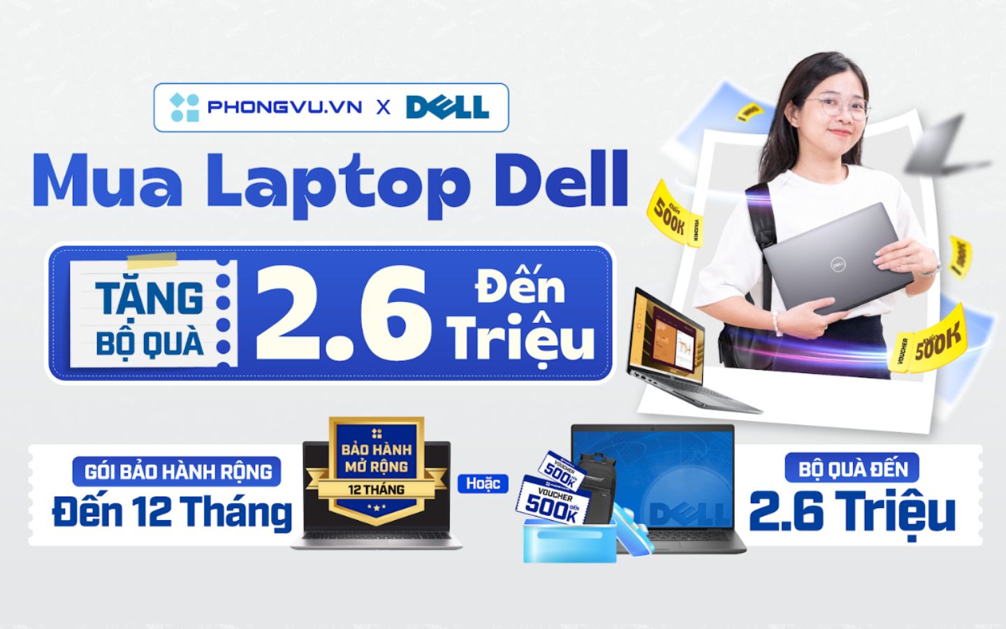 Mua laptop Dell tại Phong Vũ nhận bộ quà lên đến 2,6 triệu đồng