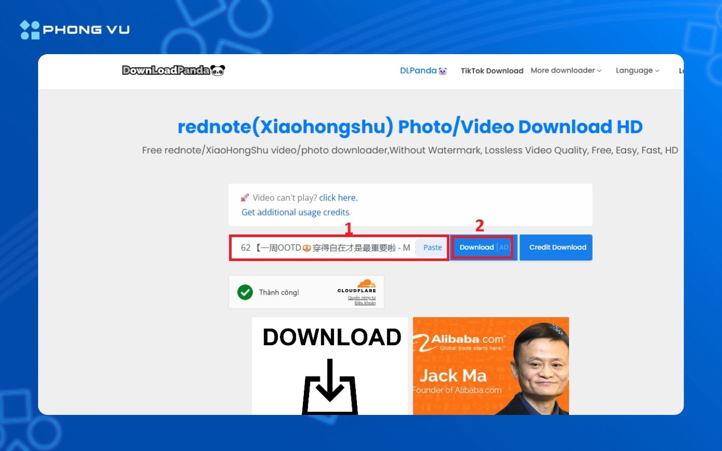 Dán link video vừa sao chép về và chọn Dowload