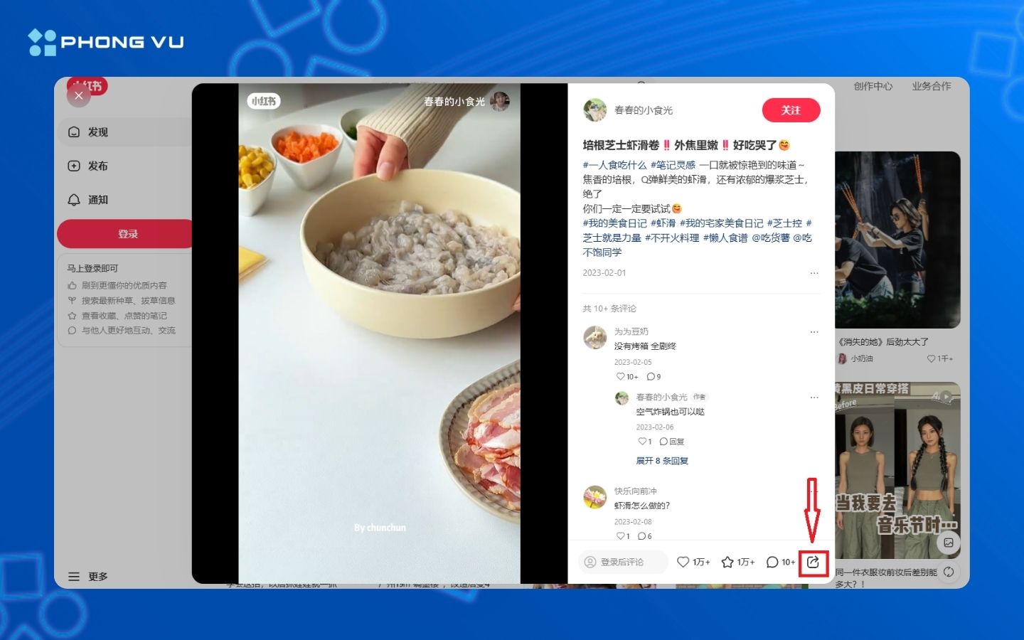 Chọn video bạn muốn tải về trên ứng dụng Xiaohongshu
