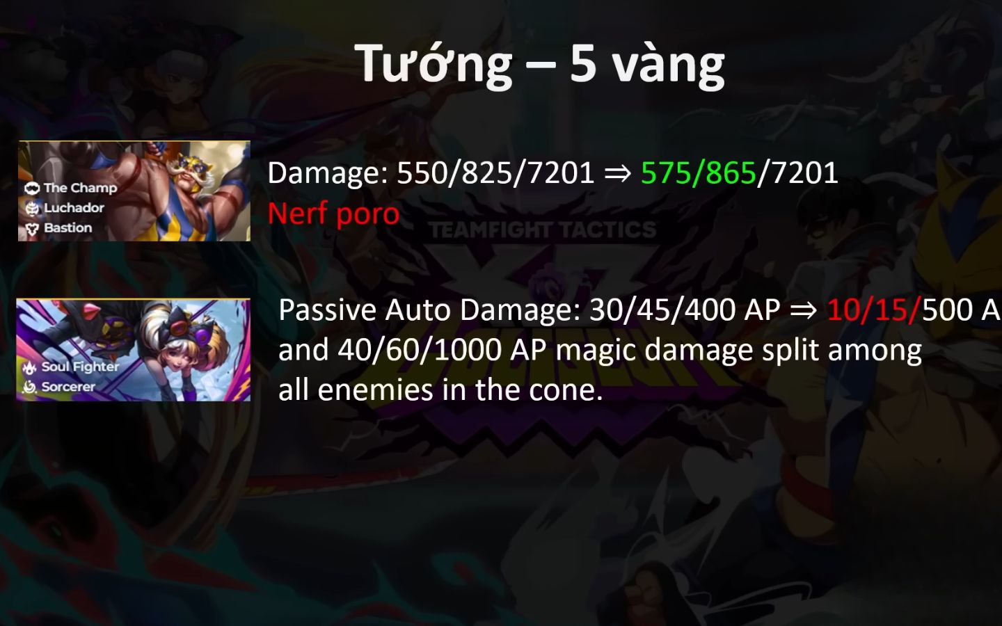 Cập nhật thay đổi của các vị tướng 5 vàng trong DTCL 15.2