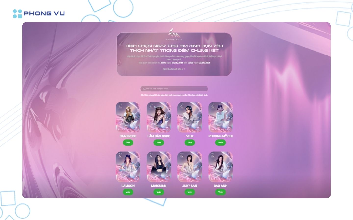 Truy cập trực tiếp vào cổng bình chọn thông qua voting.vieon.vn