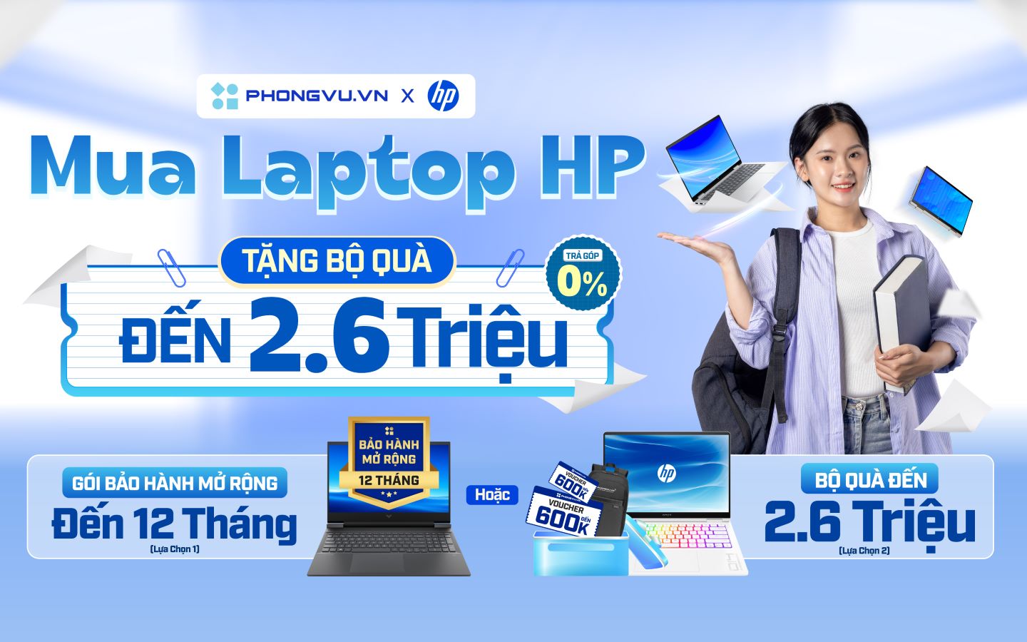 Mua laptop HP tại Phong Vũ tặng bộ quà lên đến 2,6 triệu