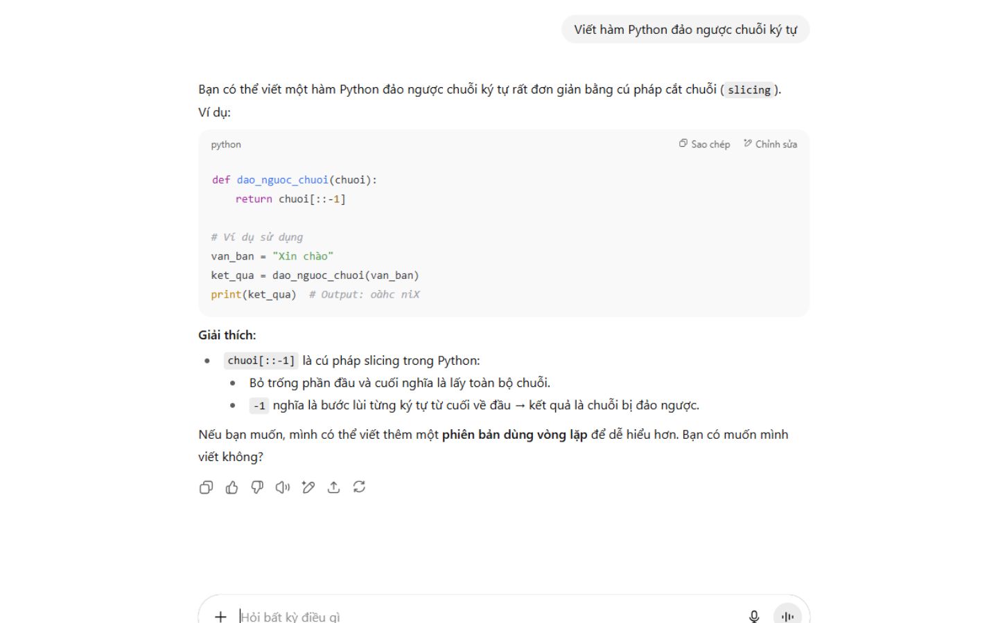 Viết mã Python ngược bằng công cụ ChatGPT