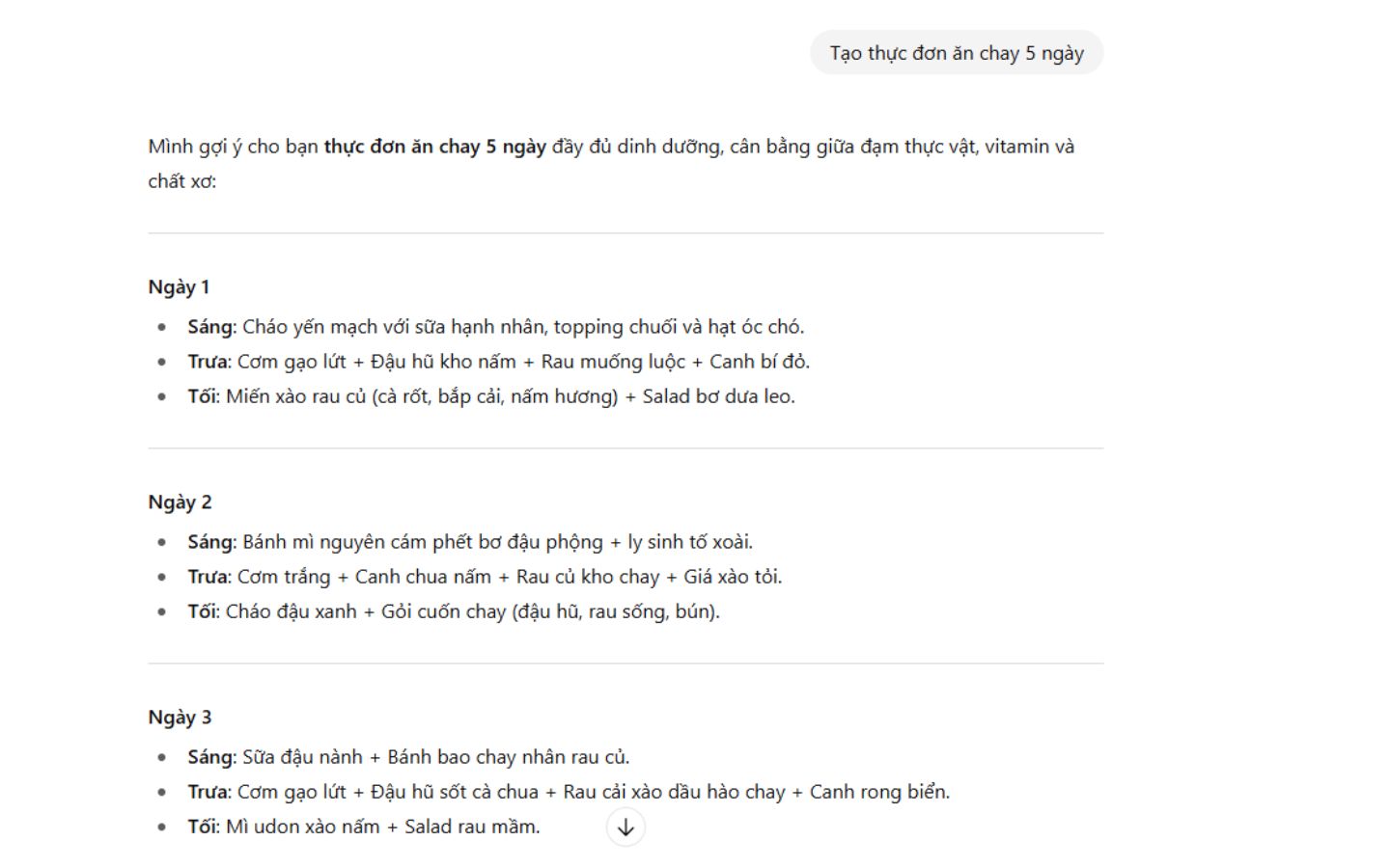 Câu lệnh ChatGPT giúp bạn tạo thực đơn ăn chay nhanh chóng