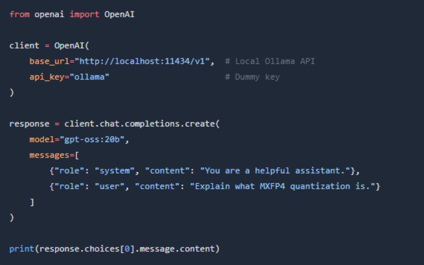 Ollama cung cấp một API tương thích với API của OpenAI