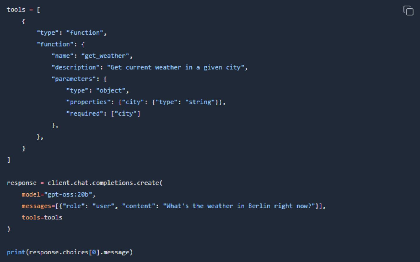 Lệnh tạo công cụ thu thập thông tin thời tiết