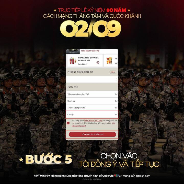 Cách đăng ký xem Lễ diễu binh, diễu hành A80 miễn phí tại rạp chiếu phim. Nguồn: VTC News