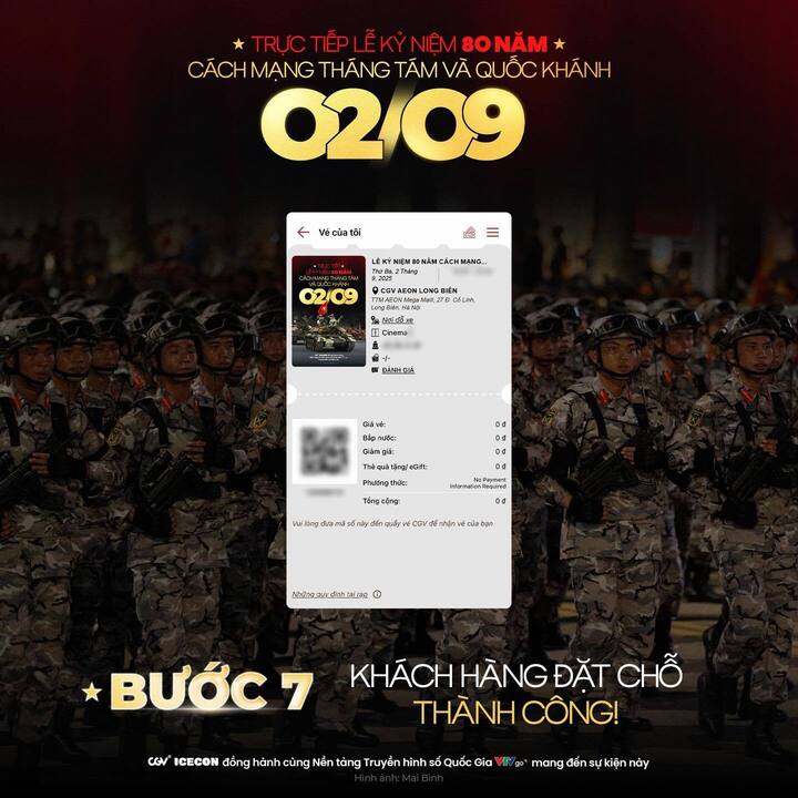 Cách đăng ký xem Lễ diễu binh, diễu hành A80 miễn phí tại rạp chiếu phim. Nguồn: VTC News