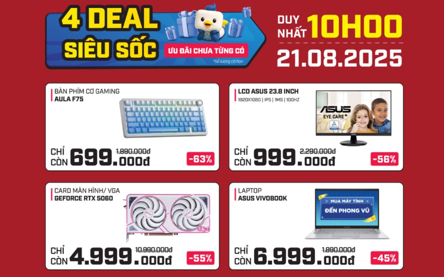 Mừng khai trương Phong Vũ Đồng Tháp: Săn deal công nghệ cực hấp dẫn 1 Săn deal công nghệ cực sốc tại Phong Vũ