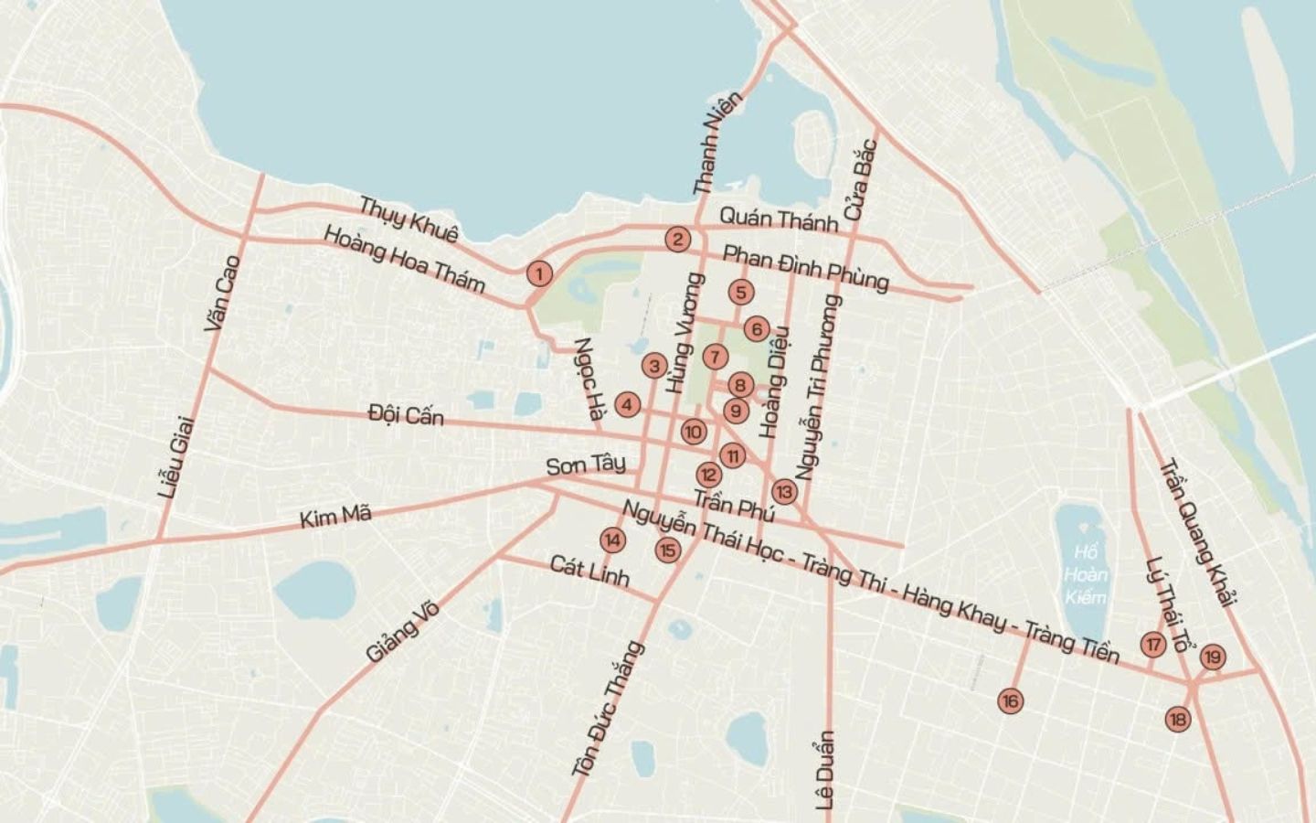Các tuyến đường bị cấm tuyệt đối ngày 21/8 và 22/8 tại Hà Nội (Nguồn: Internet)