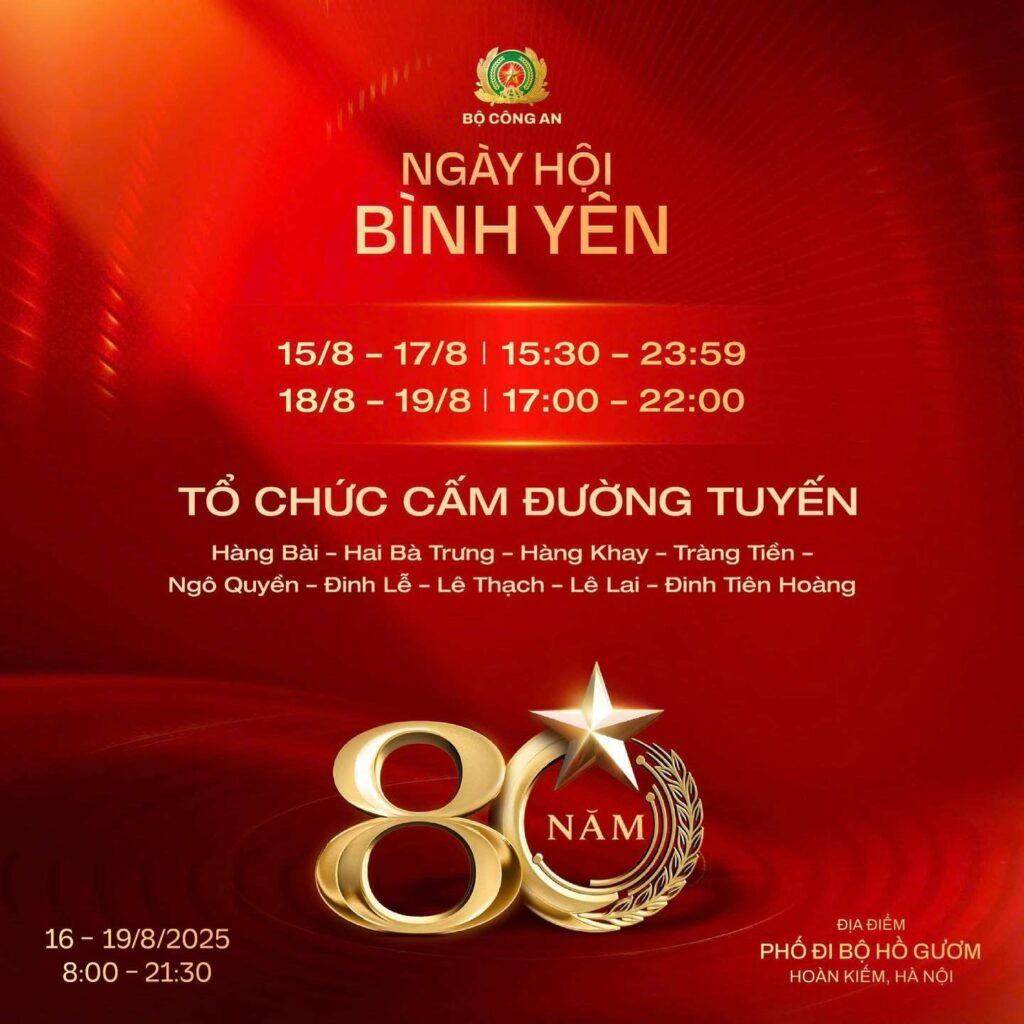 Thời gian và các tuyến đường bị cấm trong ngày 18/8 và 19/8