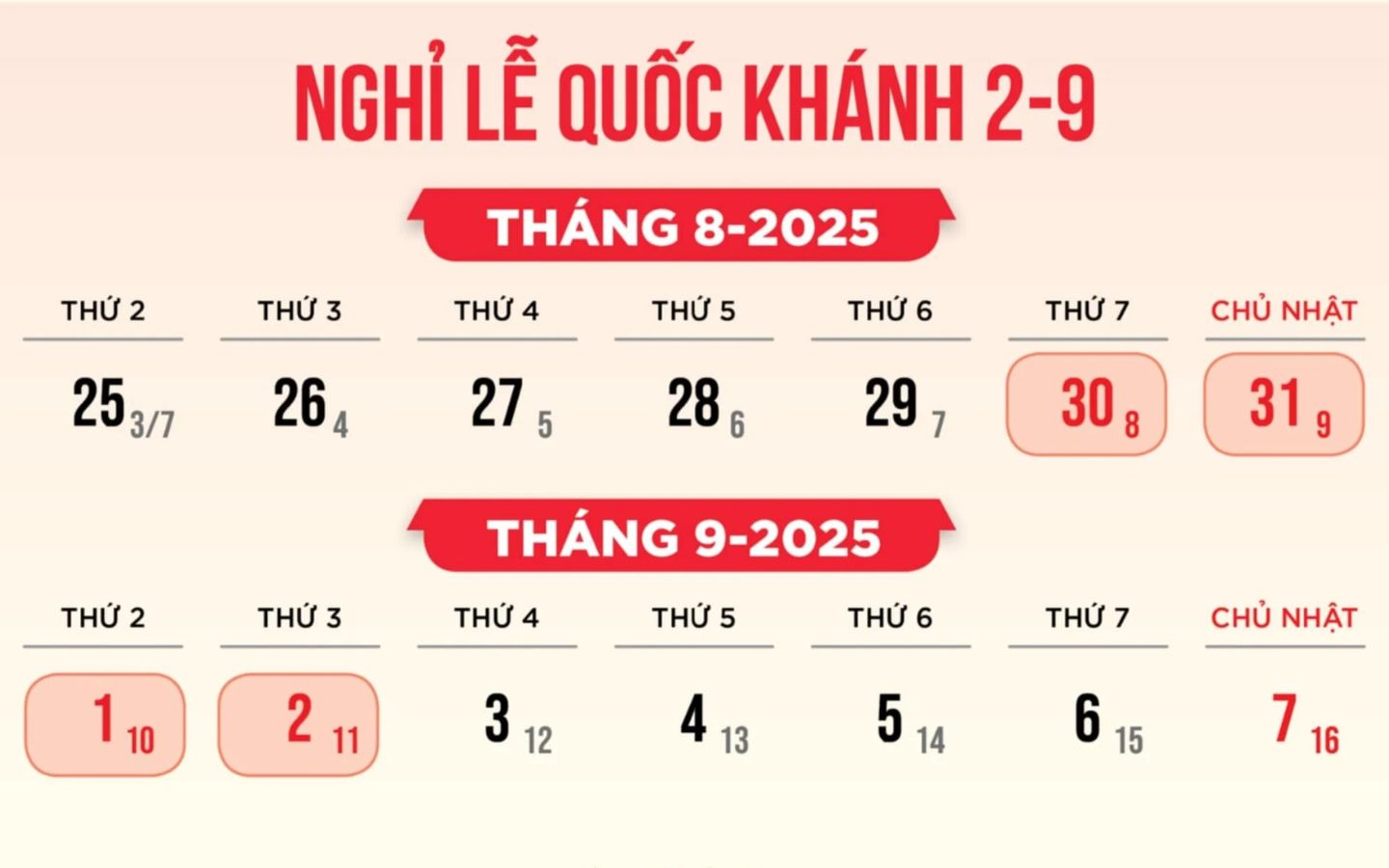 Lịch nghỉ 2/9 của cán bộ, công chức, viên chức và người lao động