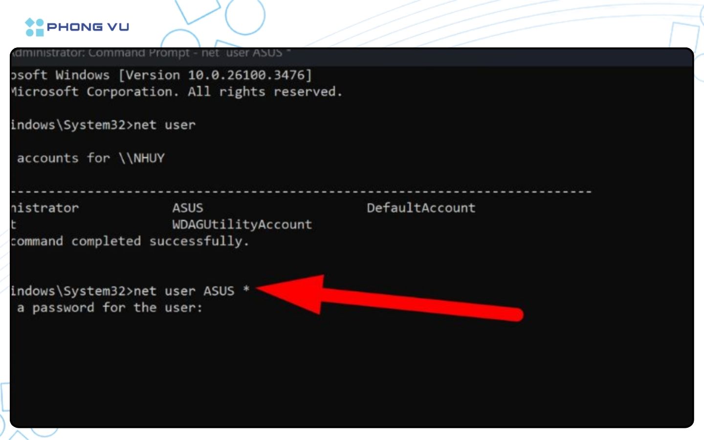 Gõ lệnh: net user [tên_người_dùng]