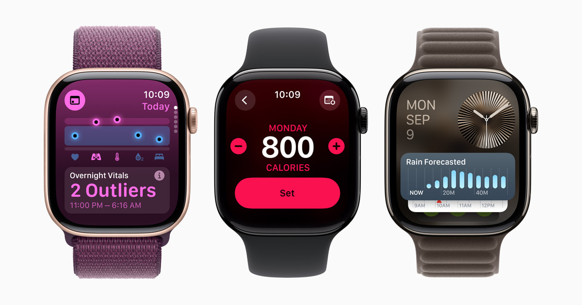 Tổng hợp sản phẩm Apple ra mắt tại sự kiện Awe Dropping 9/9 vừa qua 10 Apple Watch Series 11 cung cấp điểm số giấc ngủ, cùng thời lượng pin lên đến 24 giờ và màn hình có khả năng chống trầy xước gấp 2 lần (Nguồn: Apple)