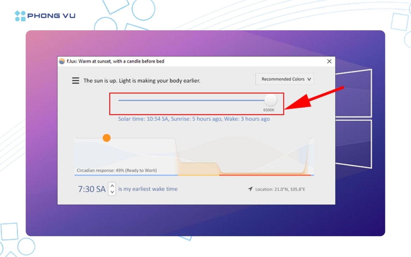 Kéo thanh độ ấm màn hình