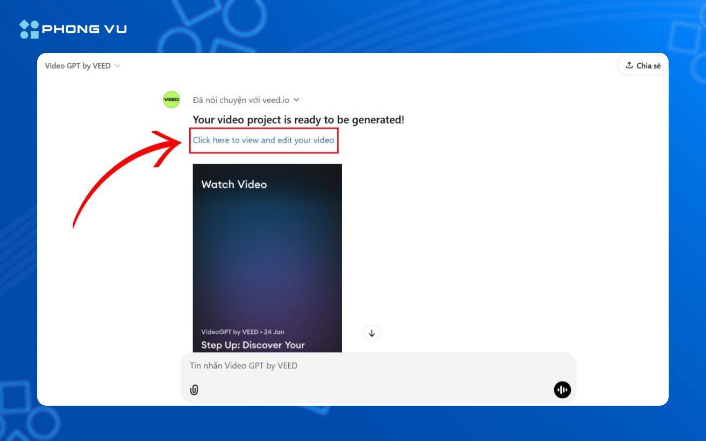 Nhấp vào đường link vừa được tạo để xem video