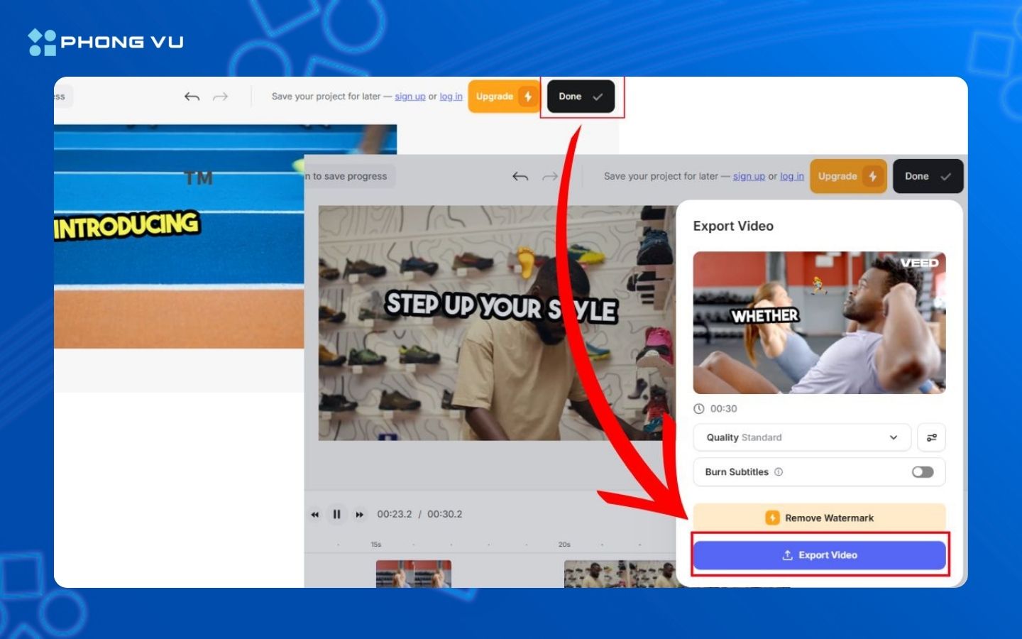 Chọn Export Video để xuất bản 