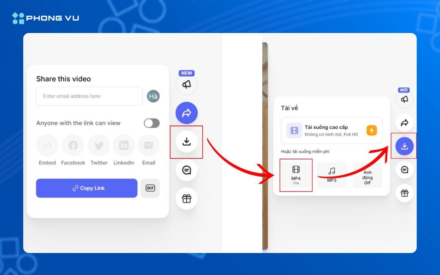 Chọn Tải Xuống để tiến hành lưu video về thiết bị của bạn