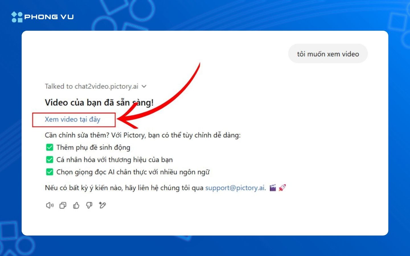 Chọn mục Xem video tại đây