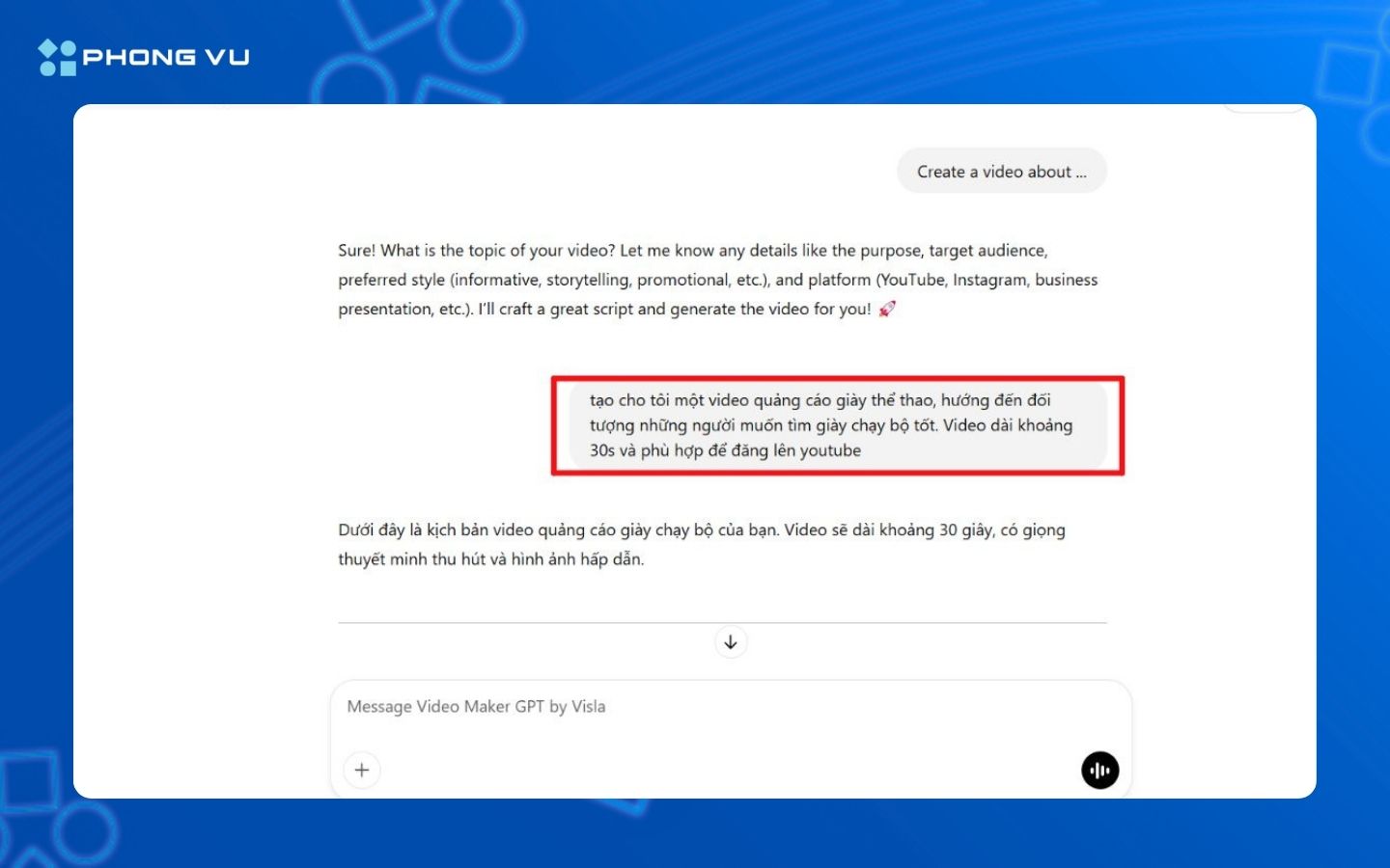Nhập ý tưởng video của bạn