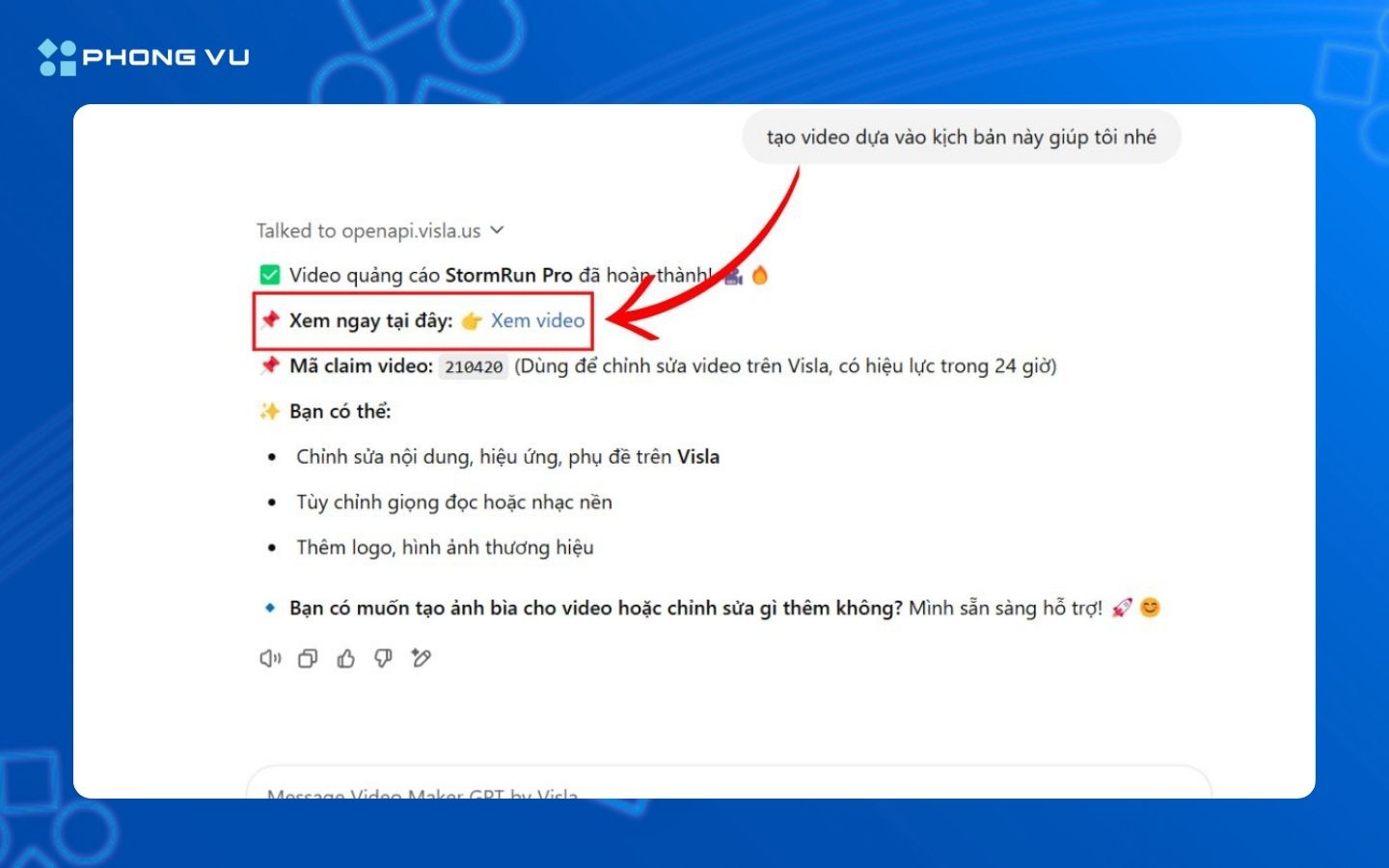 Nhấp chọn Xem video