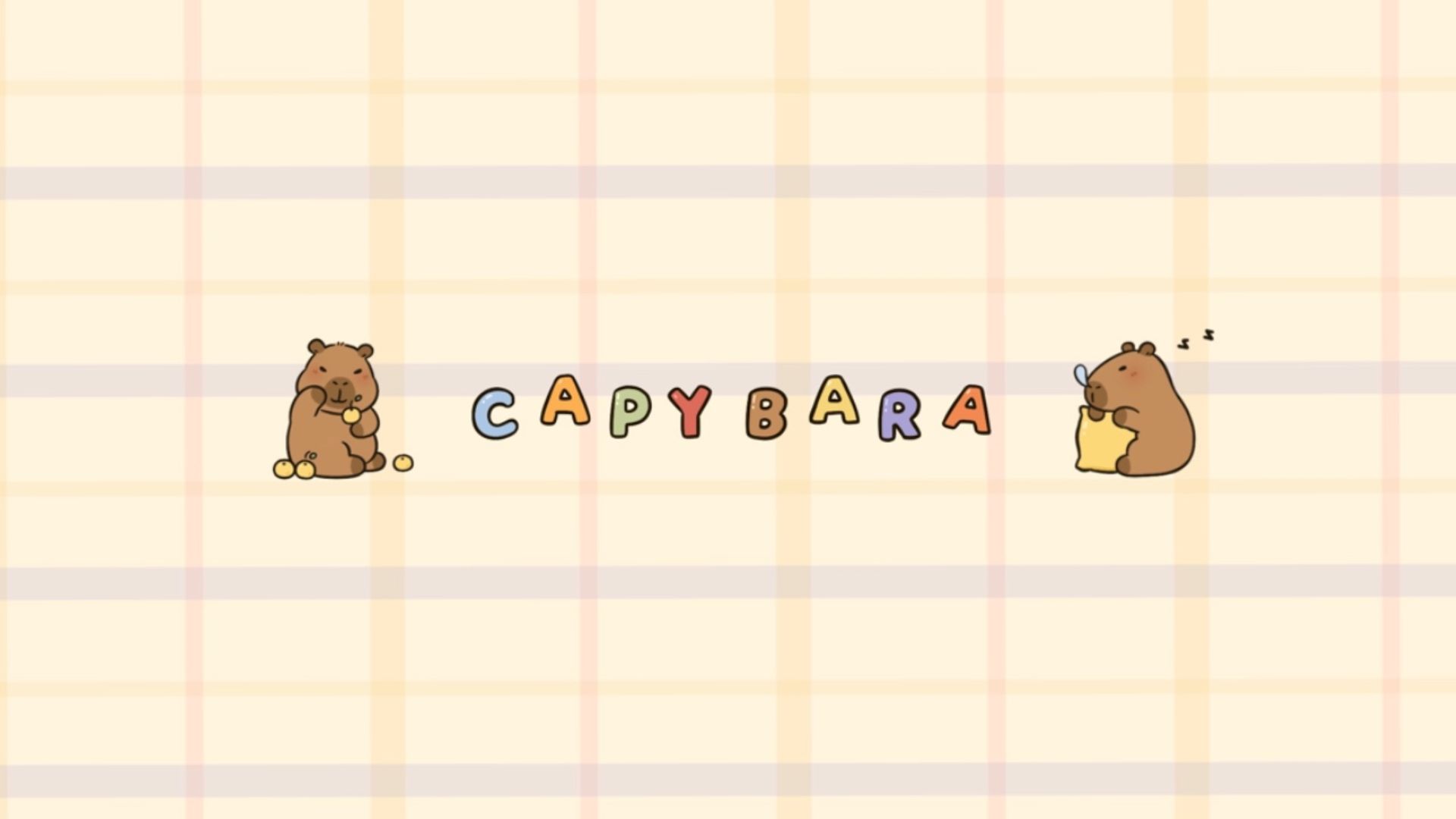 Dòng chữ "CAPYBARA" được trang trí bằng một chú capybara hoạt hình dễ thương