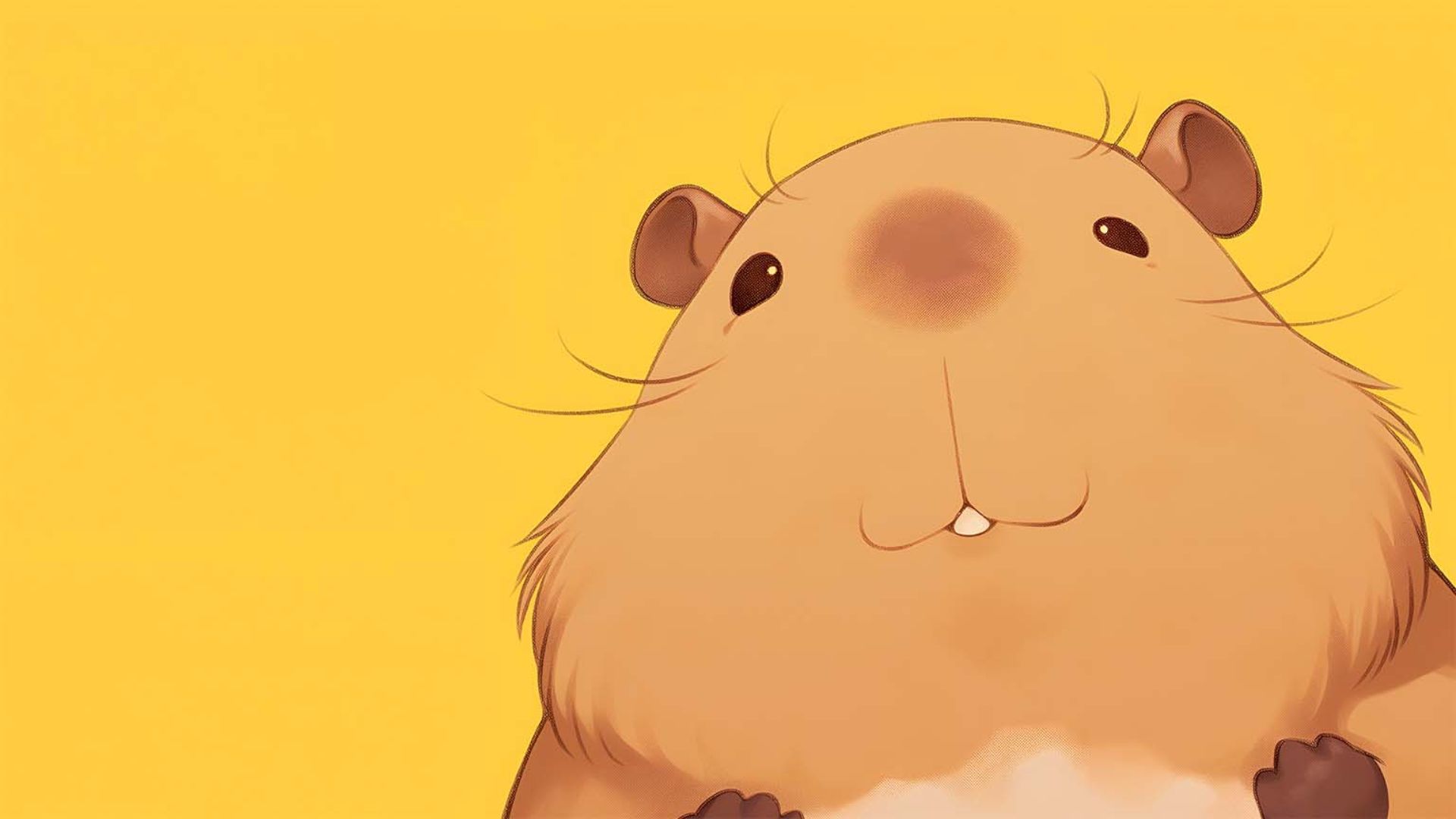 Ánh mắt tò mò và khuôn mặt tròn xoe của chú capybara