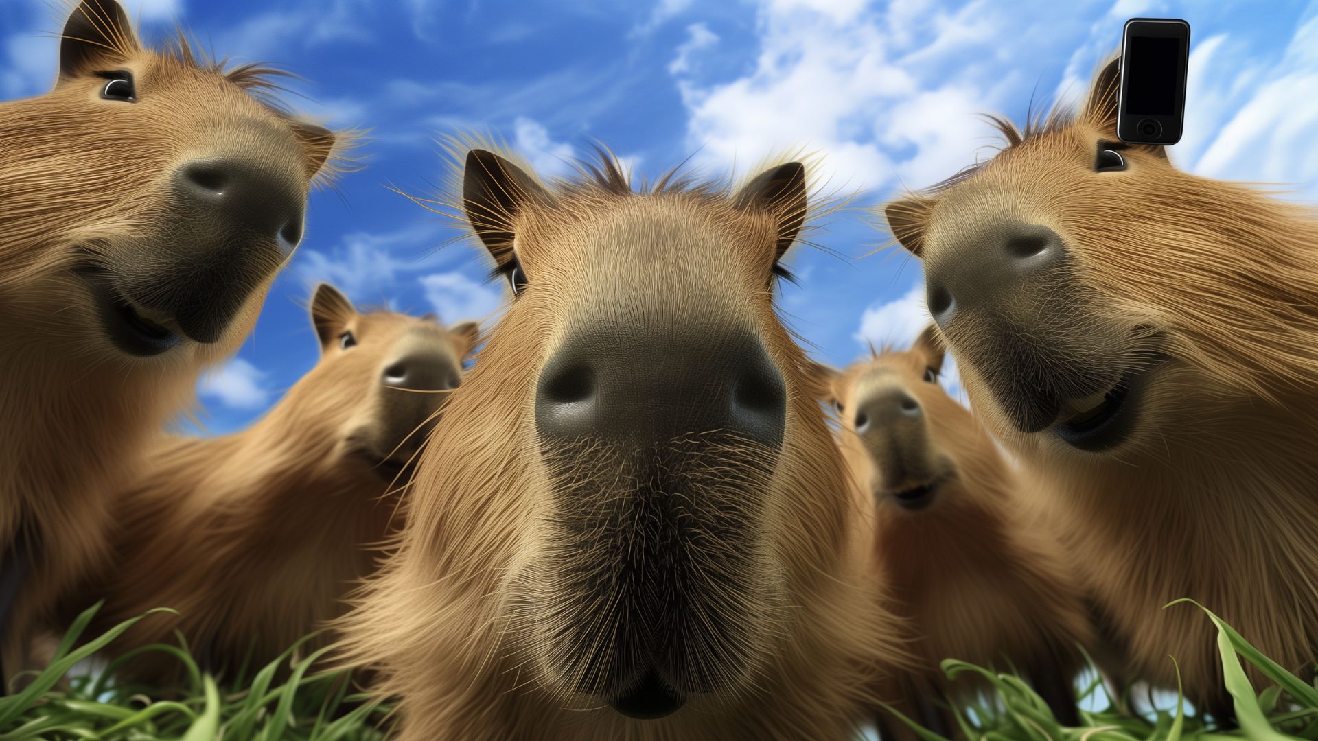 Một bức ảnh tự chụp siêu dễ thương của cả gia đình chuột lang nước