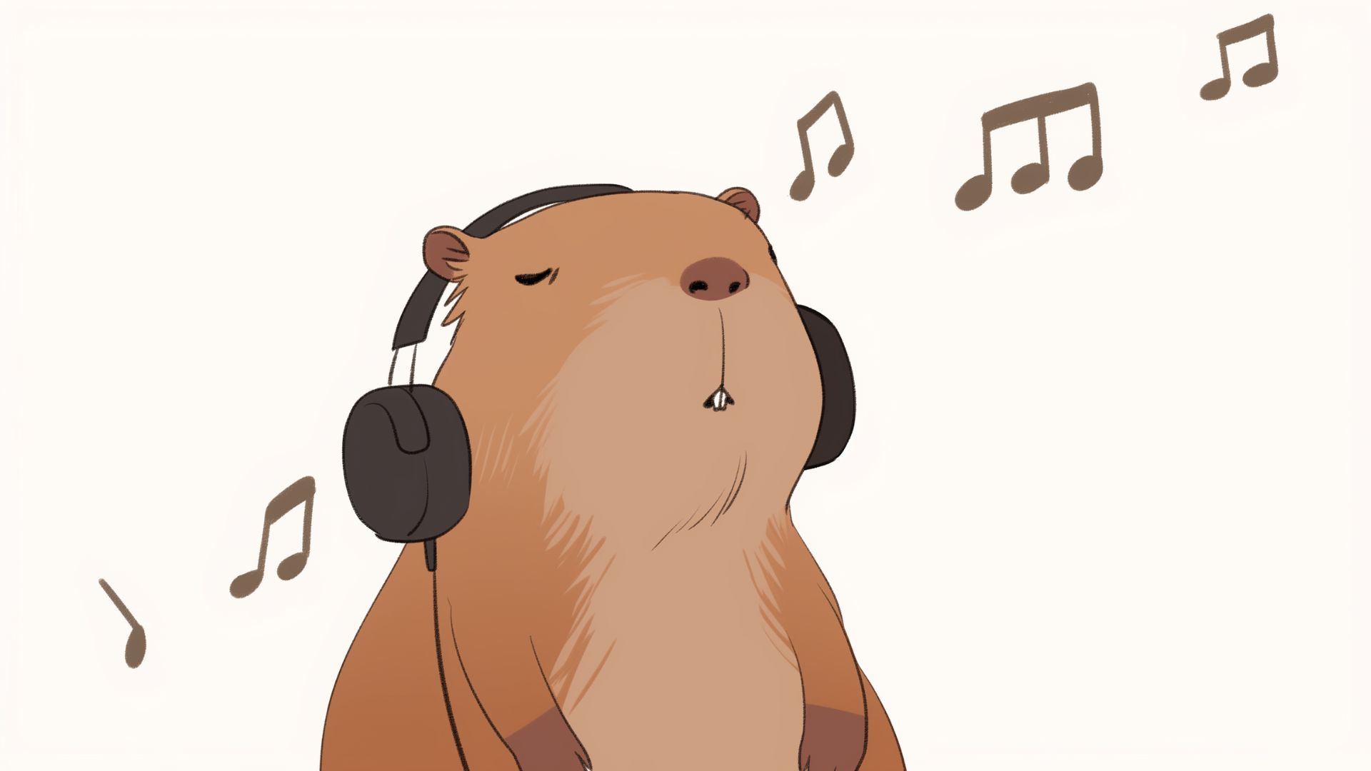 Hình ảnh chuột lang nước đeo tai nghe, ngâm nga một giai điệu nào đó thật thư thái