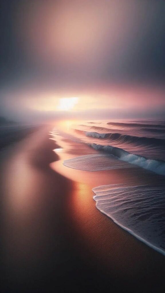 Hình ảnh bãi biển lúc bình minh, khung cảnh lãng mạn đầy thơ mộng