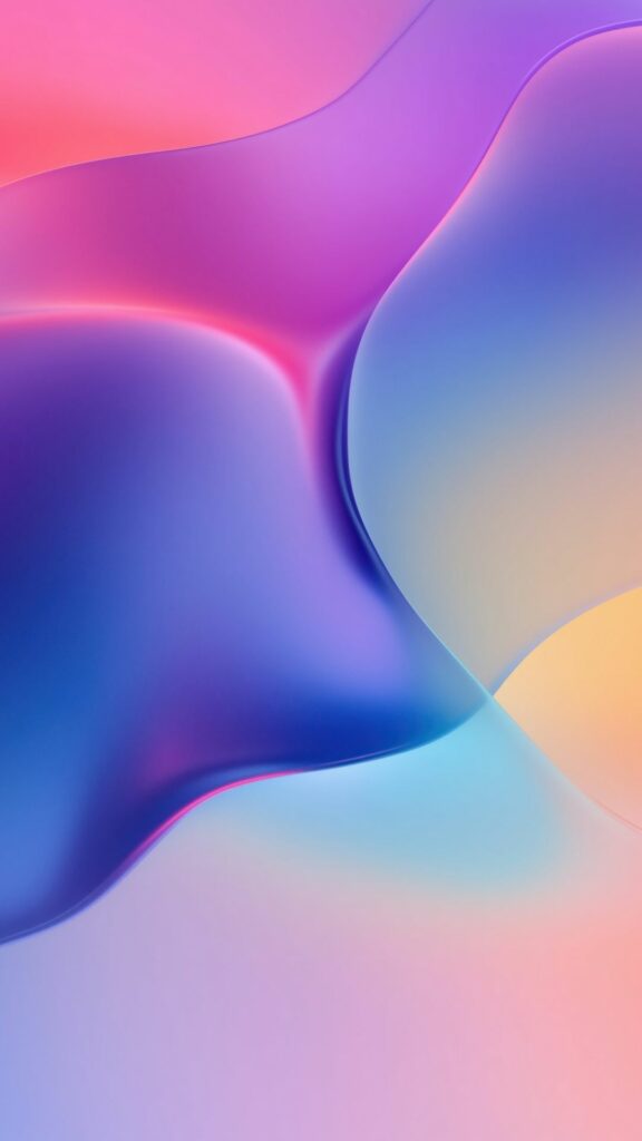 Khối màu hồng và xanh uốn lượn nghệ thuật