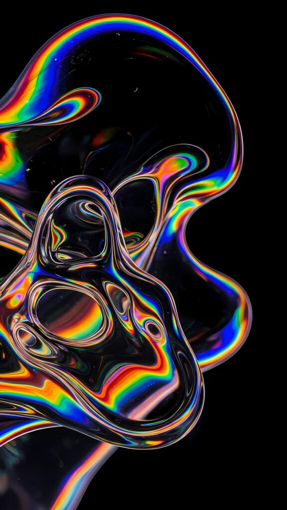 Bong bóng chất lỏng đa sắc, trừu tượng trên nền tối