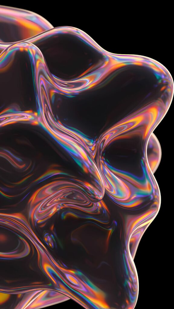 Bong bóng chất lỏng hồng và xanh uốn lượn