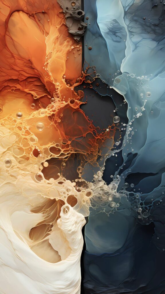 Vệt màu mực loang cam, xám và trắng