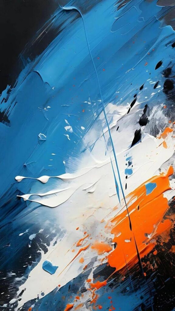 Vết sơn dầu xanh dương và cam phá cách