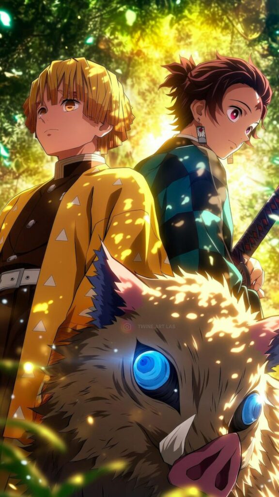 Tải ngay hình nền bộ tứ bá đạo Kimetsu No Yaiba: Tanjiro, Nezuko, Zenitsu, Inosuke 21 hinh nen kimetsu no yaiba 1