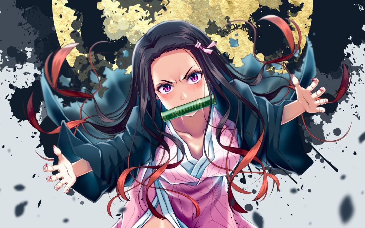 Tải ngay hình nền bộ tứ bá đạo Kimetsu No Yaiba: Tanjiro, Nezuko, Zenitsu, Inosuke 9 Nezuko Kamado khi hóa thành quỷ