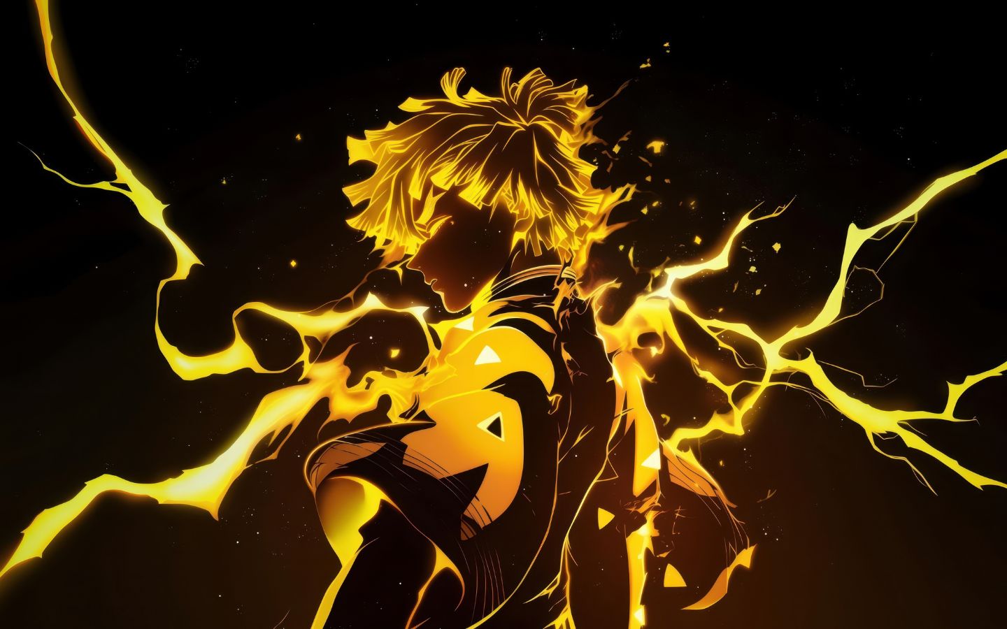 Tải ngay hình nền bộ tứ bá đạo Kimetsu No Yaiba: Tanjiro, Nezuko, Zenitsu, Inosuke 14 Zenitsu Agatsuma bùng nổ sức mạnh khi ngủ mê