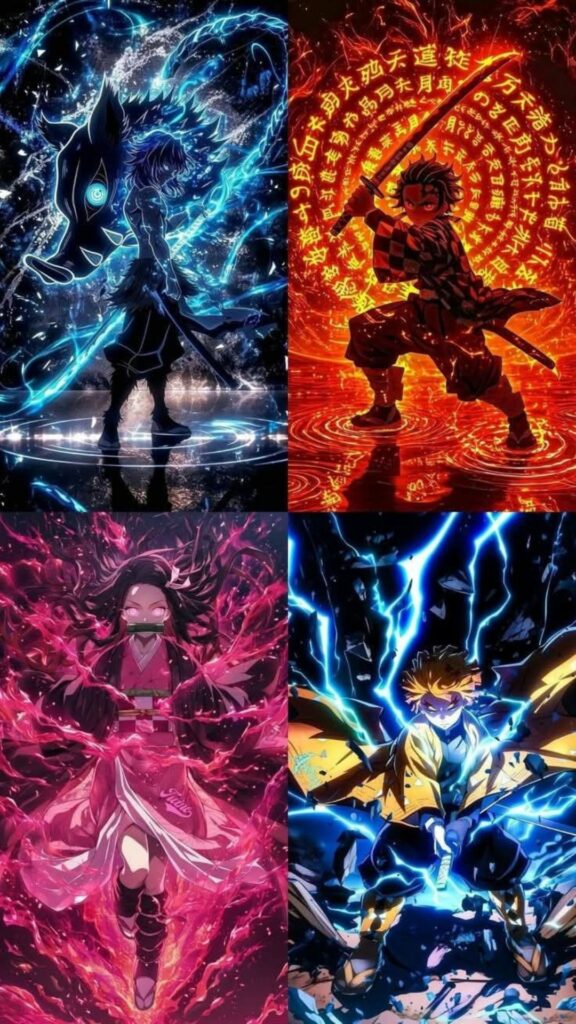 Tải ngay hình nền bộ tứ bá đạo Kimetsu No Yaiba: Tanjiro, Nezuko, Zenitsu, Inosuke 26 hinh nen kimetsu no yaiba 31