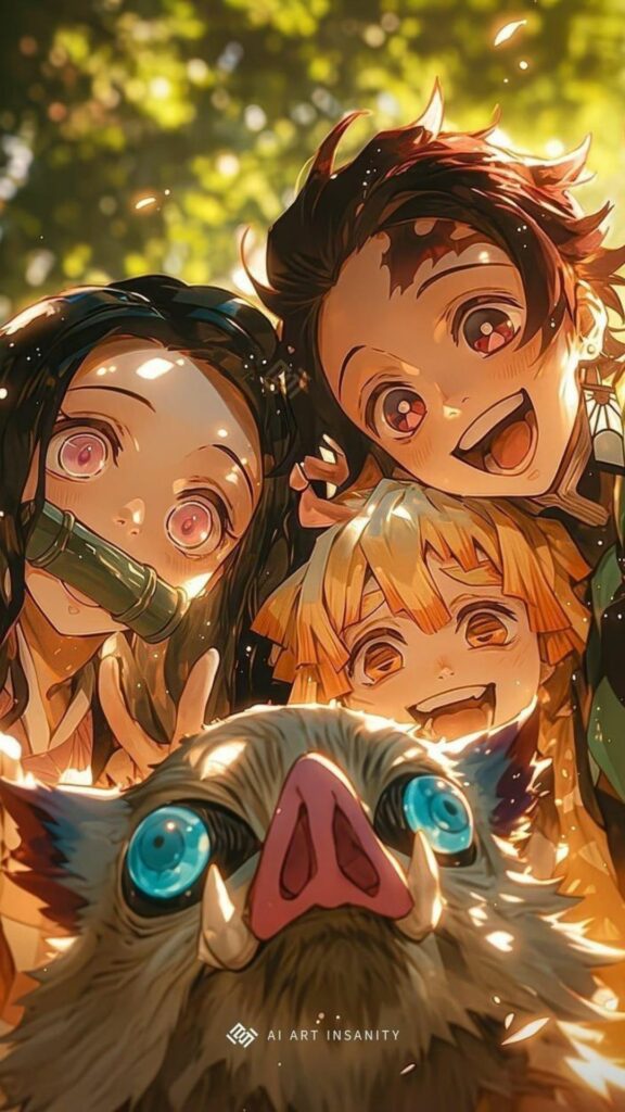 Tải ngay hình nền bộ tứ bá đạo Kimetsu No Yaiba: Tanjiro, Nezuko, Zenitsu, Inosuke 29 hinh nen kimetsu no yaiba 34