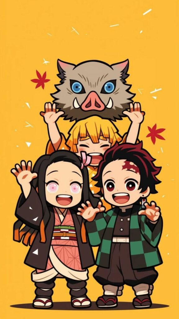 Tải ngay hình nền bộ tứ bá đạo Kimetsu No Yaiba: Tanjiro, Nezuko, Zenitsu, Inosuke 54 hinh nen kimetsu no yaiba 59