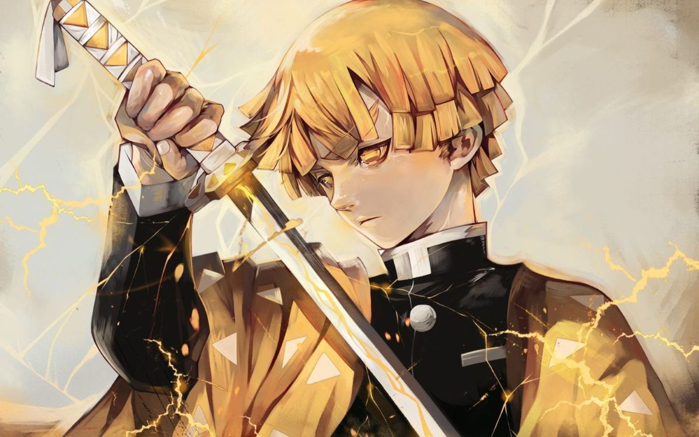 Tải ngay hình nền bộ tứ bá đạo Kimetsu No Yaiba: Tanjiro, Nezuko, Zenitsu, Inosuke 6 Zenitsu Agatsuma sở hữu sức mạnh vượt trội