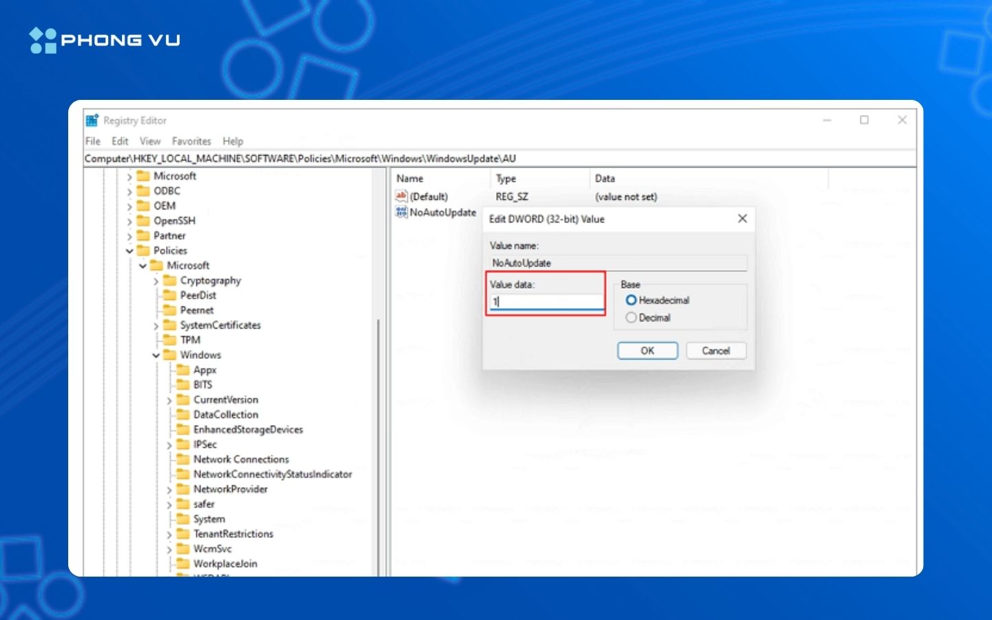Hoãn cập nhật bằng Registry Editor